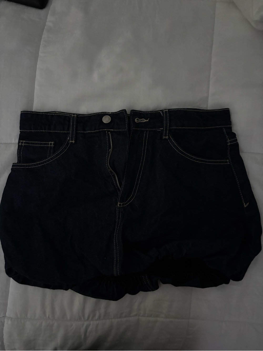 Zara Black Bubble Denim Skirt